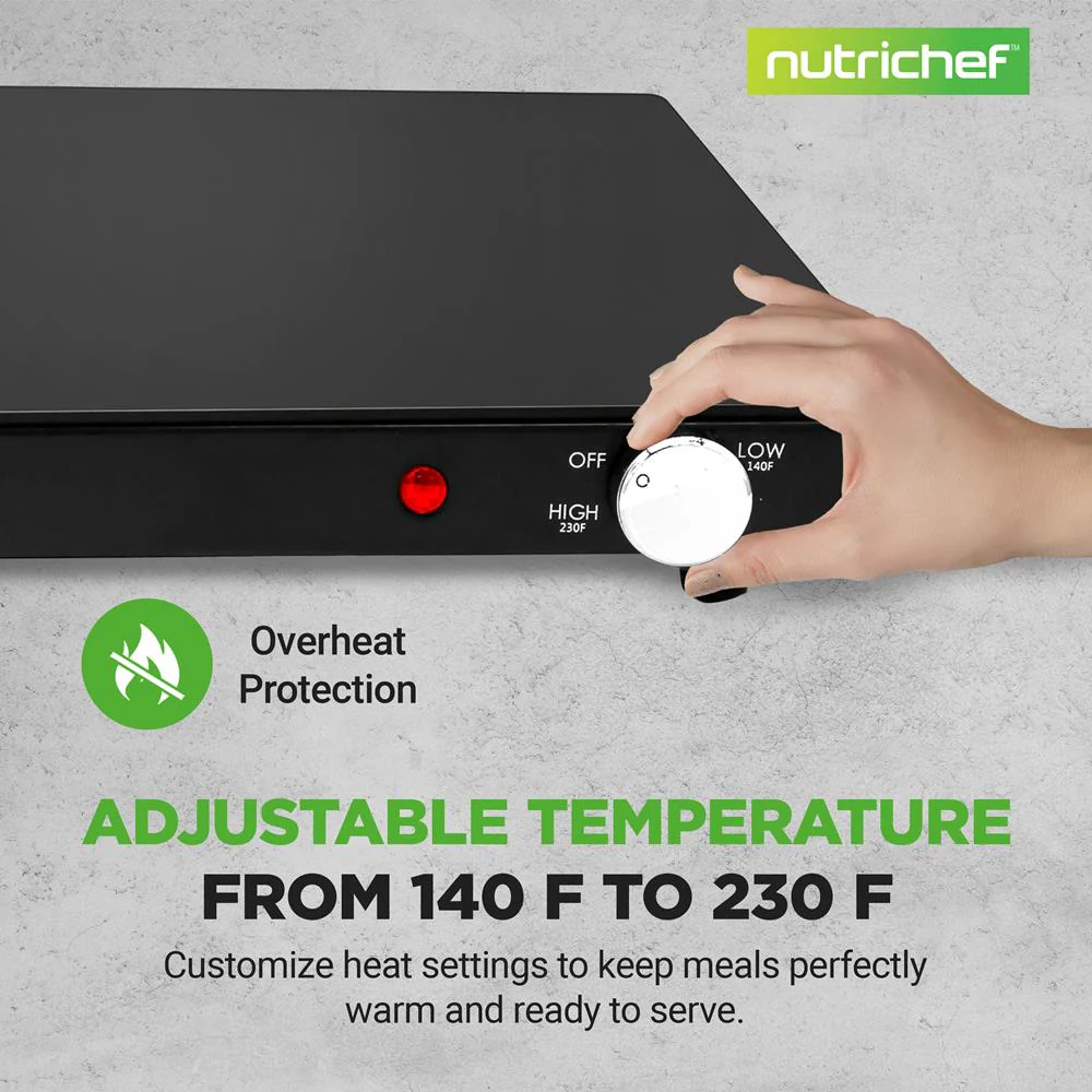 Electric Warming Tray Keeps Food Warm Glass Surface Adjustable Temp - Image 5