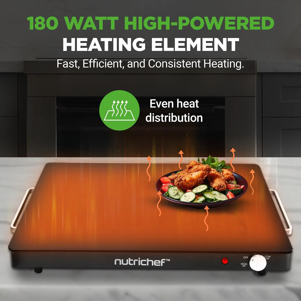 Electric Warming Tray Keeps Food Warm Glass Surface Adjustable Temp - Image 6