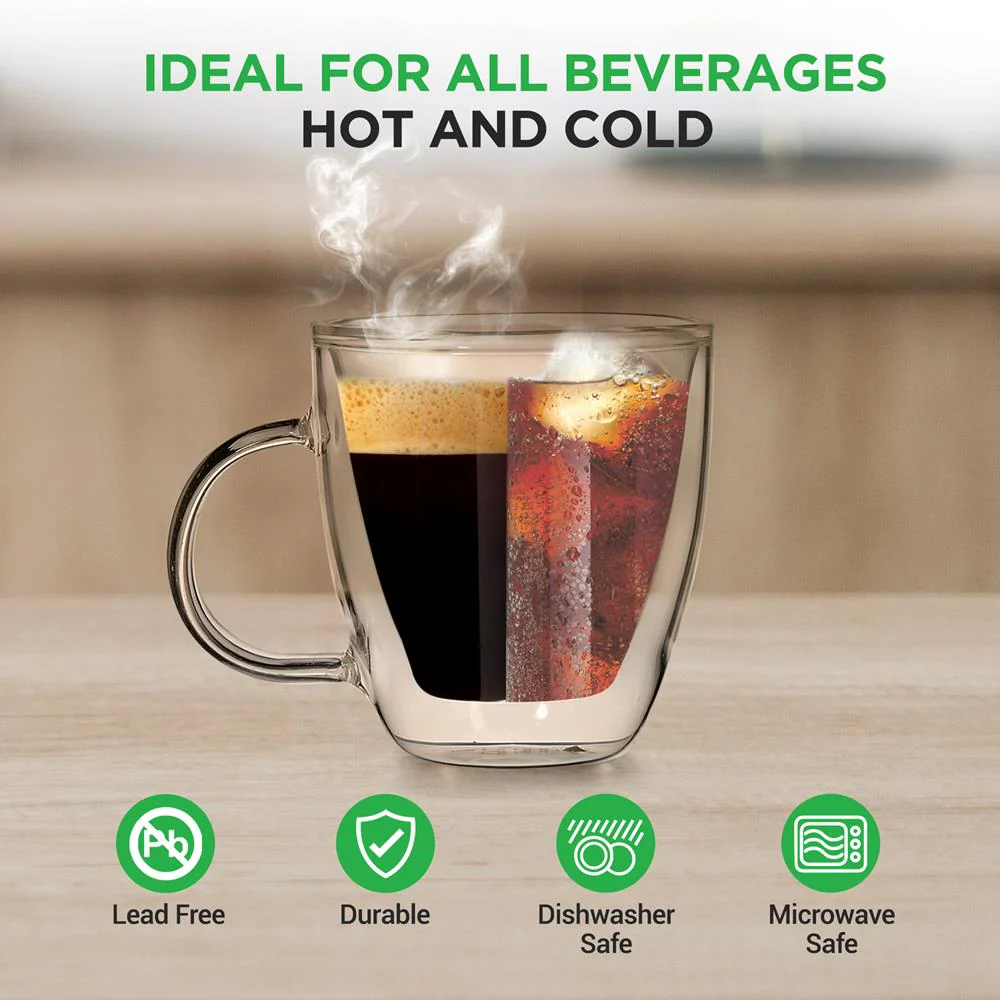 Espresso Cups 5.2 Oz, Insulated Double-Walled Glass, Clear, Set of 2 - Image 2