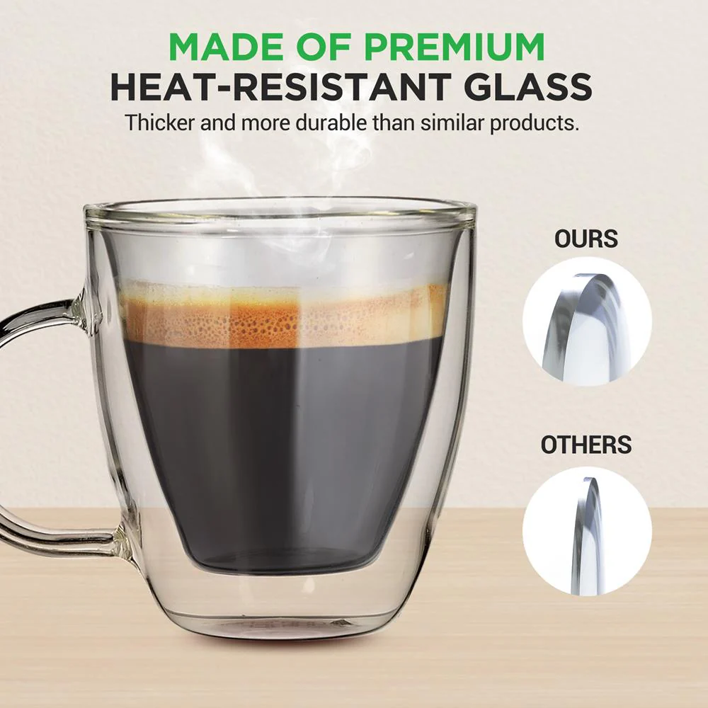 Espresso Cups 5.2 Oz, Insulated Double-Walled Glass, Clear, Set of 2 - Image 3