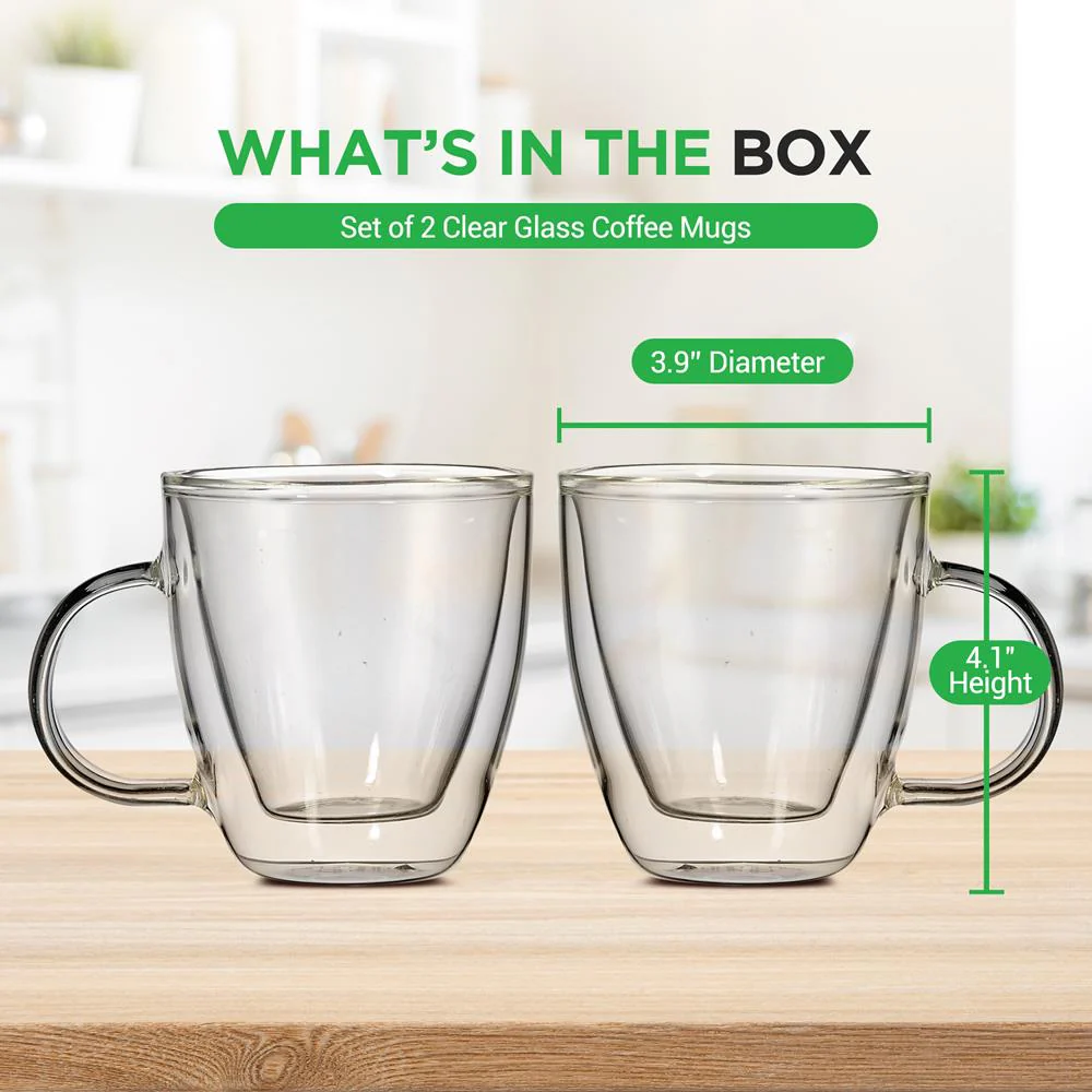 Espresso Cups 5.2 Oz, Insulated Double-Walled Glass, Clear, Set of 2 - Image 7