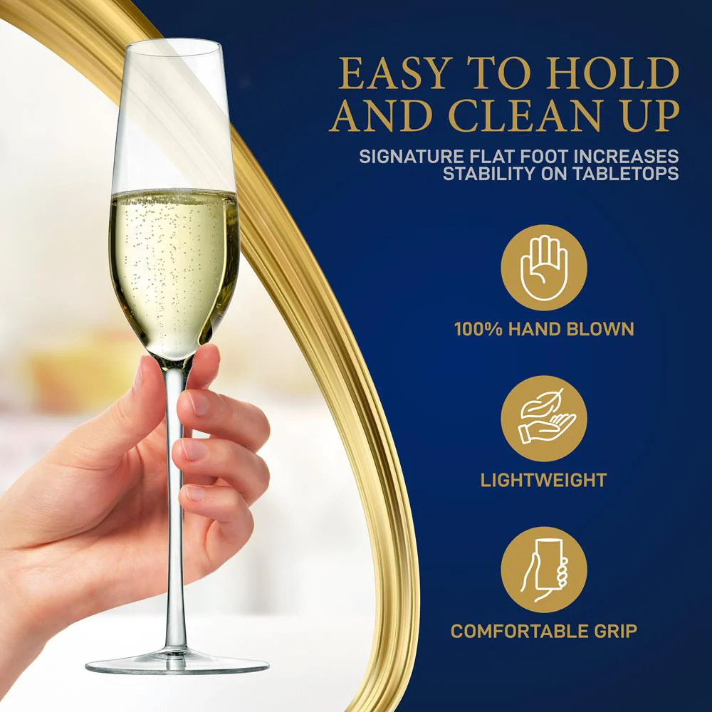 Champagne Flutes Set of 2, Preserve Bubbles, Lead-Free Crystal - Image 4