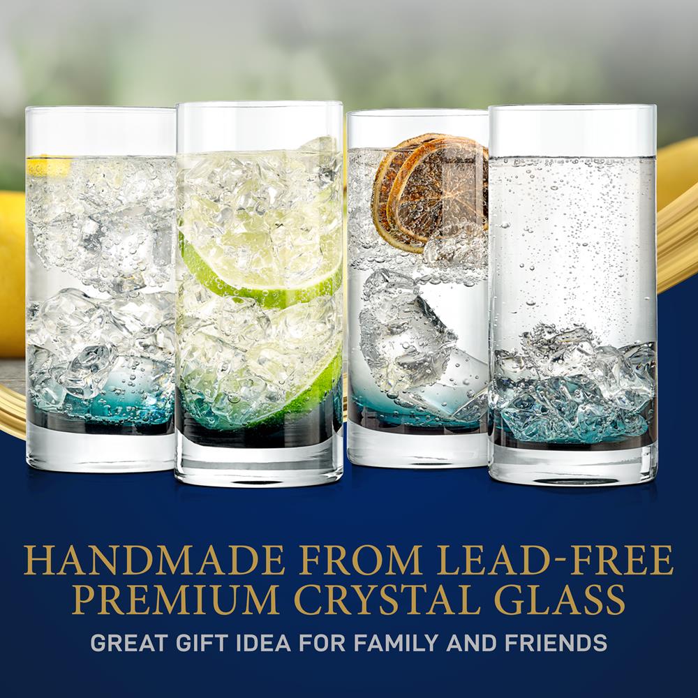 Highball Glasses Set of 2 - Durable Crystal, Dishwasher Safe, Clear - Image 2