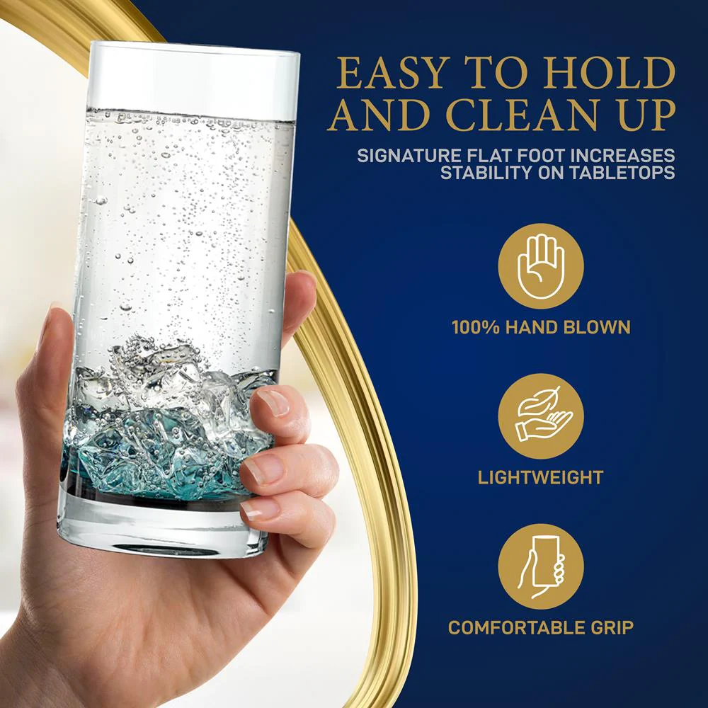 Highball Glasses Set of 2 - Durable Crystal, Dishwasher Safe, Clear - Image 4