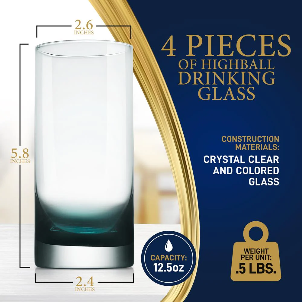 Highball Glasses Set of 2 - Durable Crystal, Dishwasher Safe, Clear - Image 7