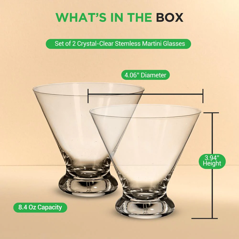 Martini Glasses Set 8.4oz Lead-Free Crystal Dishwasher Safe - Image 6
