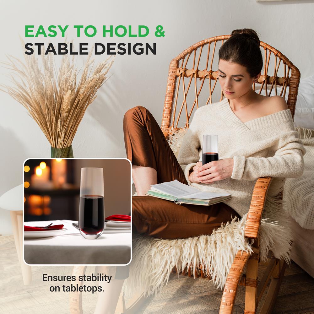 Stemless Champagne Flutes Set - Durable Lead-Free Crystal, Dishwasher Safe - Image 3