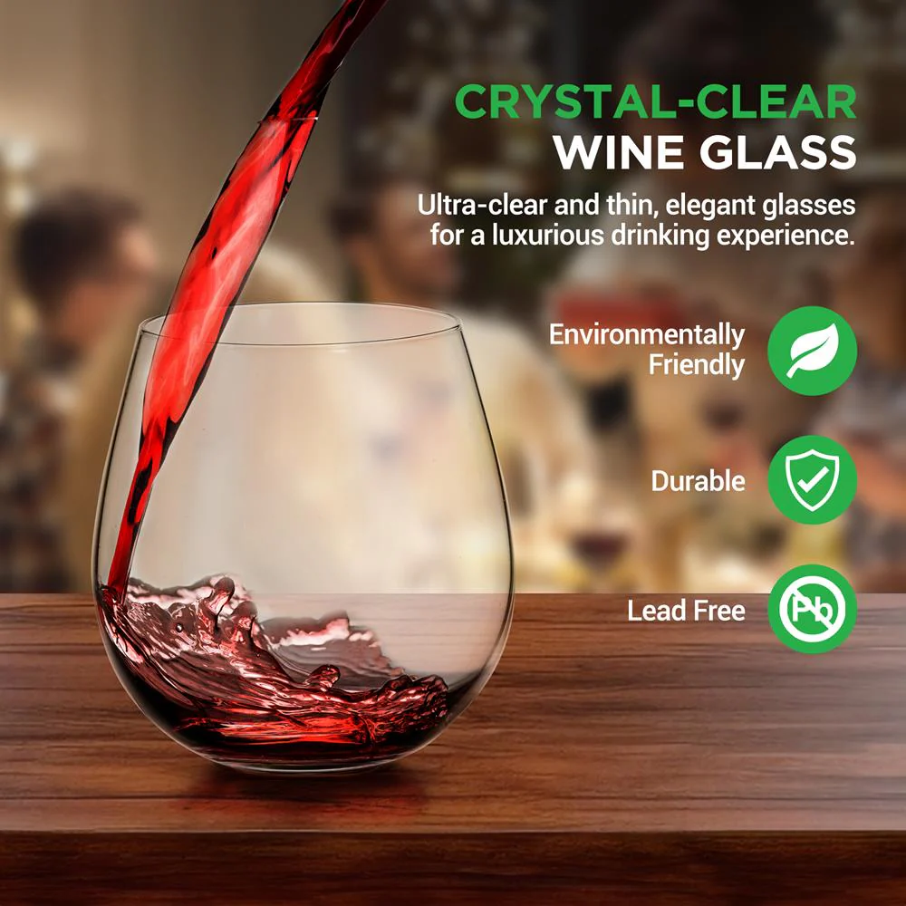 Stemless Wine Glasses Set of 2, Shatter-Resistant Crystal, 15 Oz - Image 3