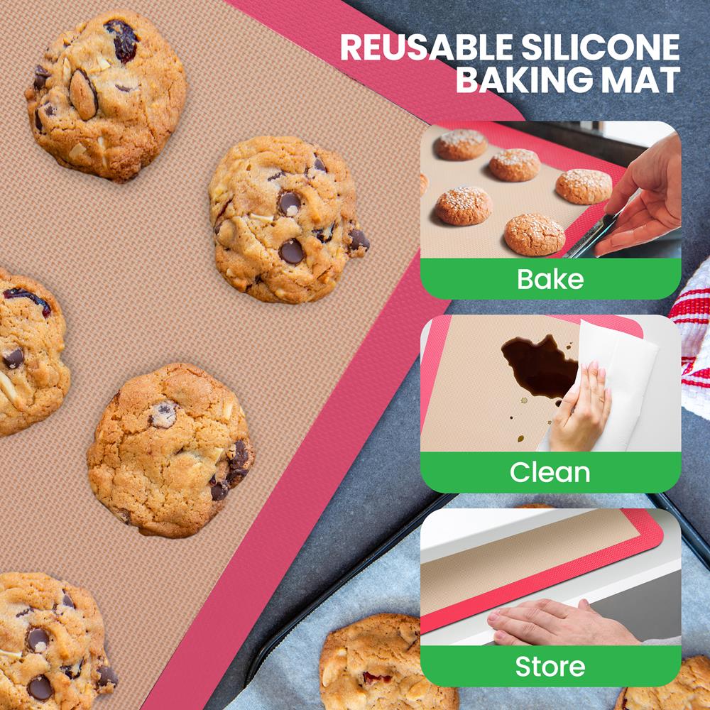 Silicone Baking Mats - Nonstick Reusable Food-Grade - Pink - Image 5