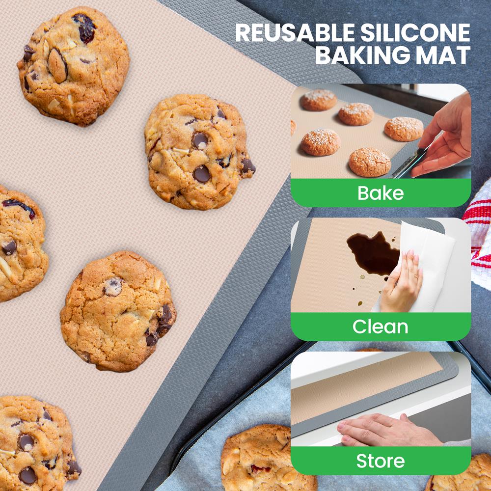 Silicone Baking Mats - Non-stick, Oven-safe 480¬8F, Food-Grade, Grey - Image 5