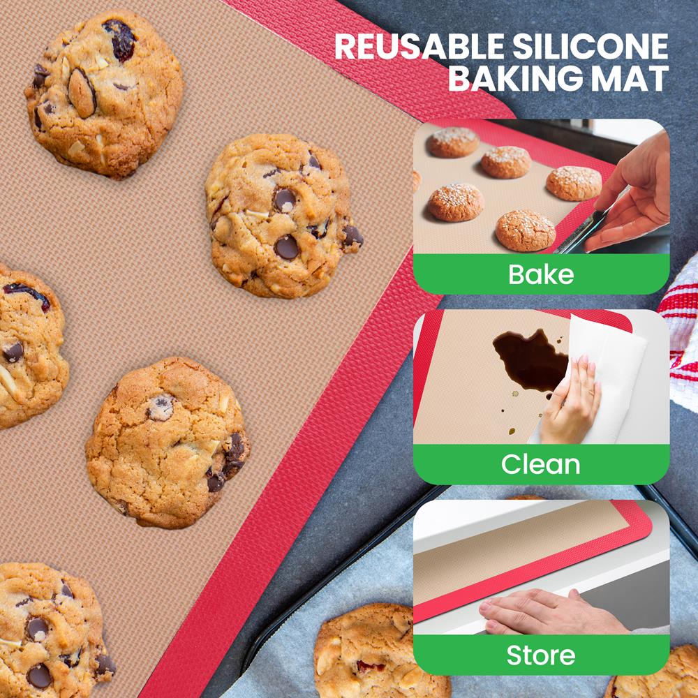 Silicone Baking Mats - Nonstick, Oven-Safe 480°F, Red, 24.4"x16.5" - Image 5