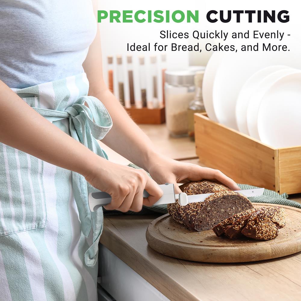 Cordless Electric Knife, Quick Carving, Stainless Steel Blades, White/Grey - Image 5