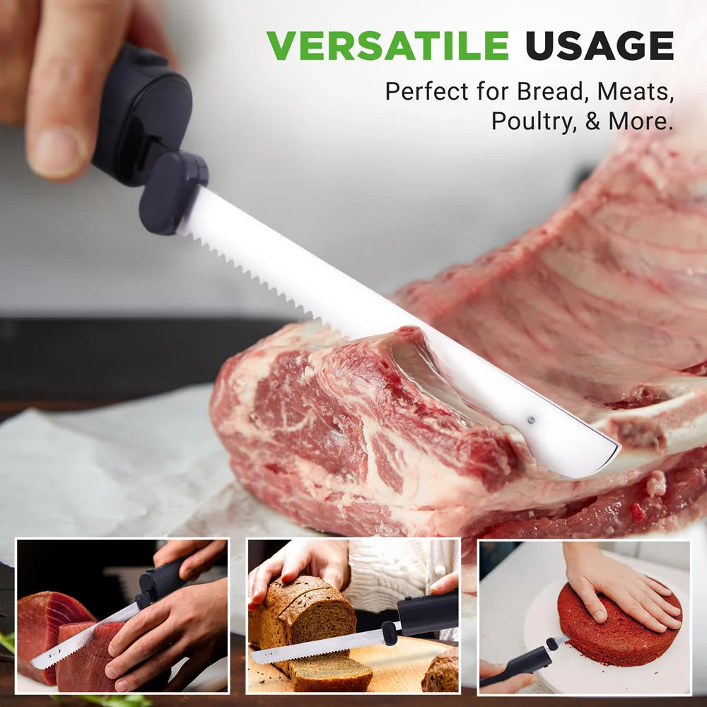 Cordless Electric Knife, Quick Carving, Stainless Steel Blades, Black - Image 2