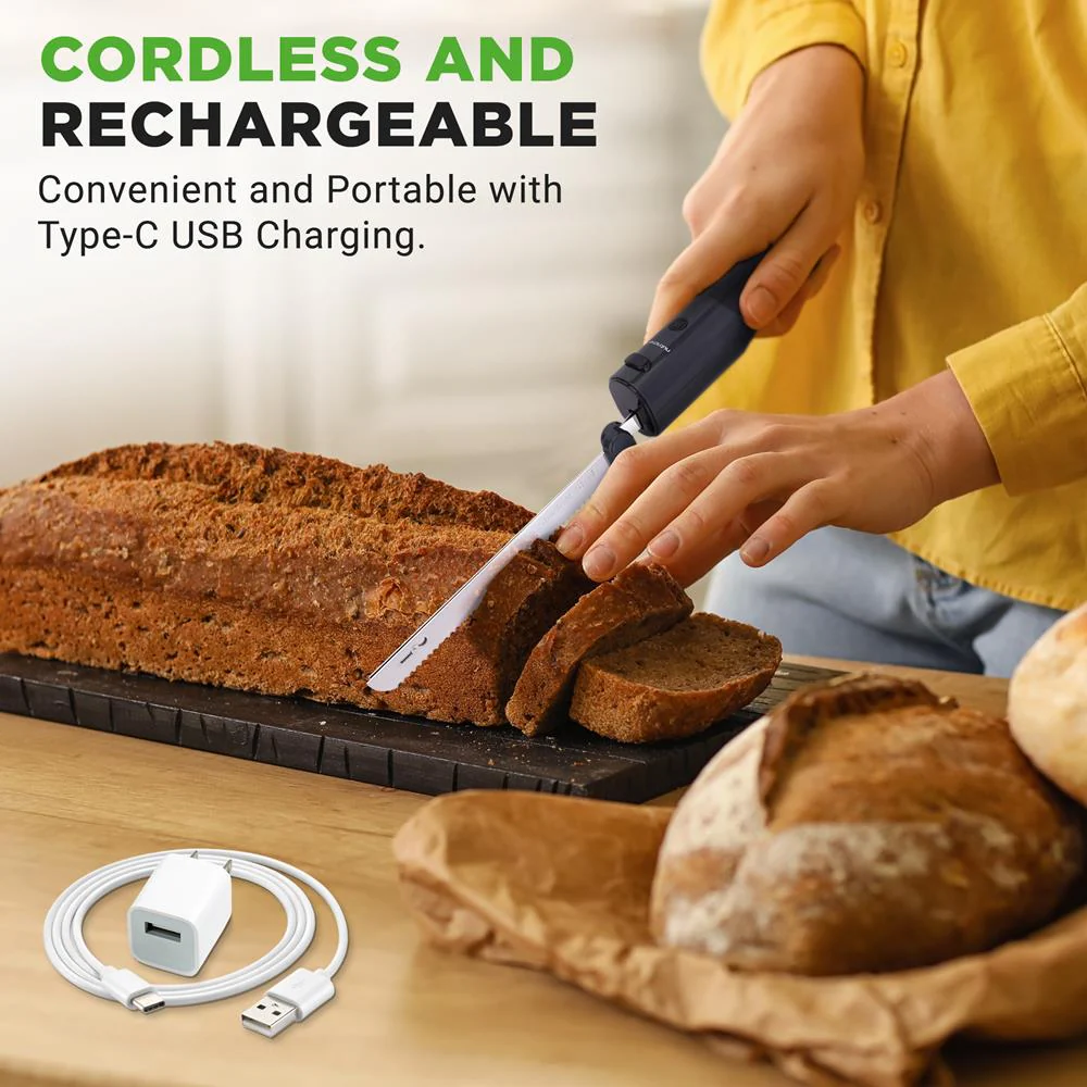 Cordless Electric Knife, Quick Carving, Stainless Steel Blades, Black - Image 3