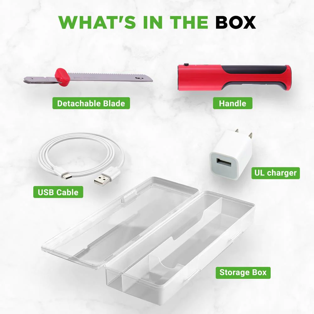 Cordless Electric Knife Easy Carving Stainless Steel Blades Red - Image 7