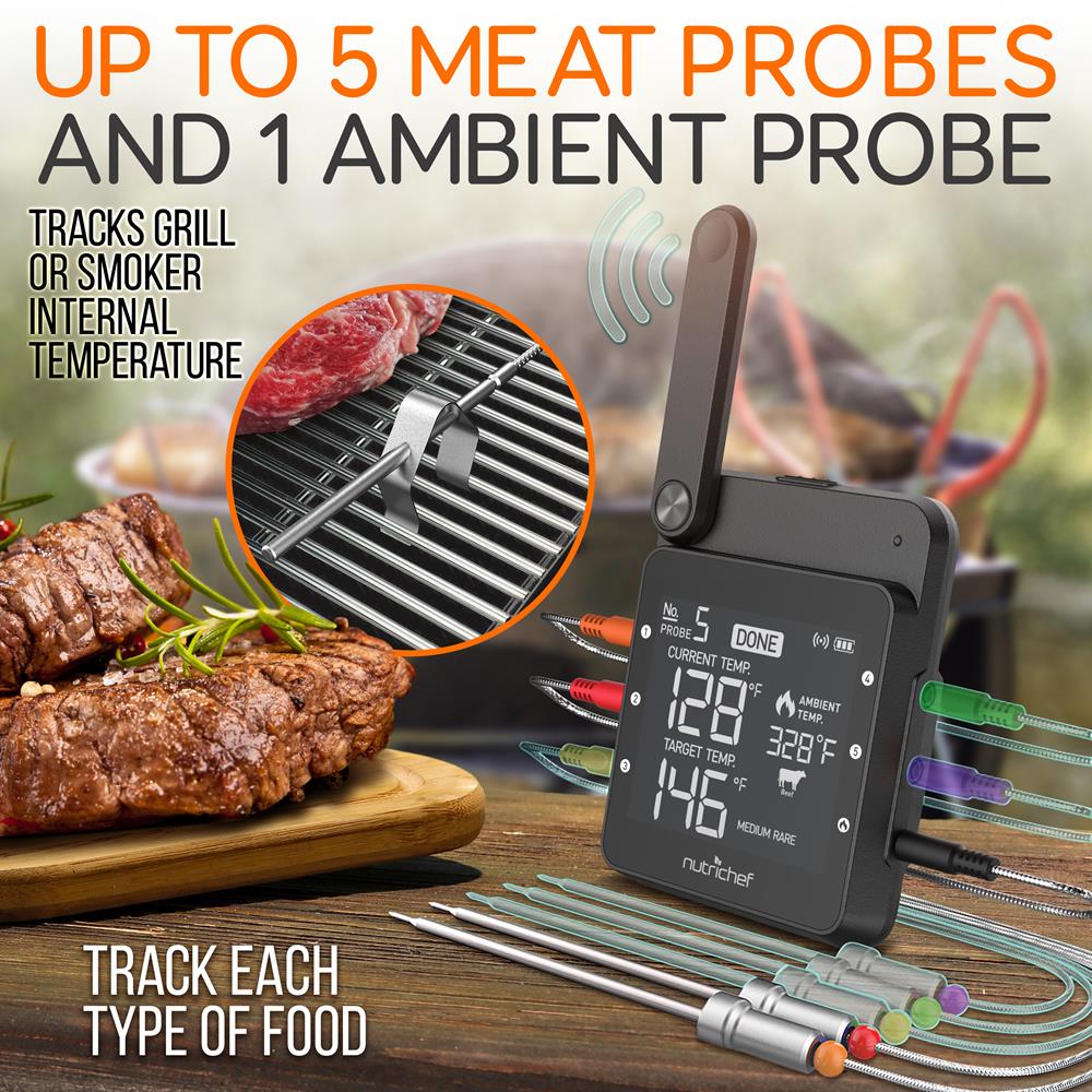 WiFi Grill Thermometer, Dual Probes, Smartphone Alerts, Stainless Steel - Image 4