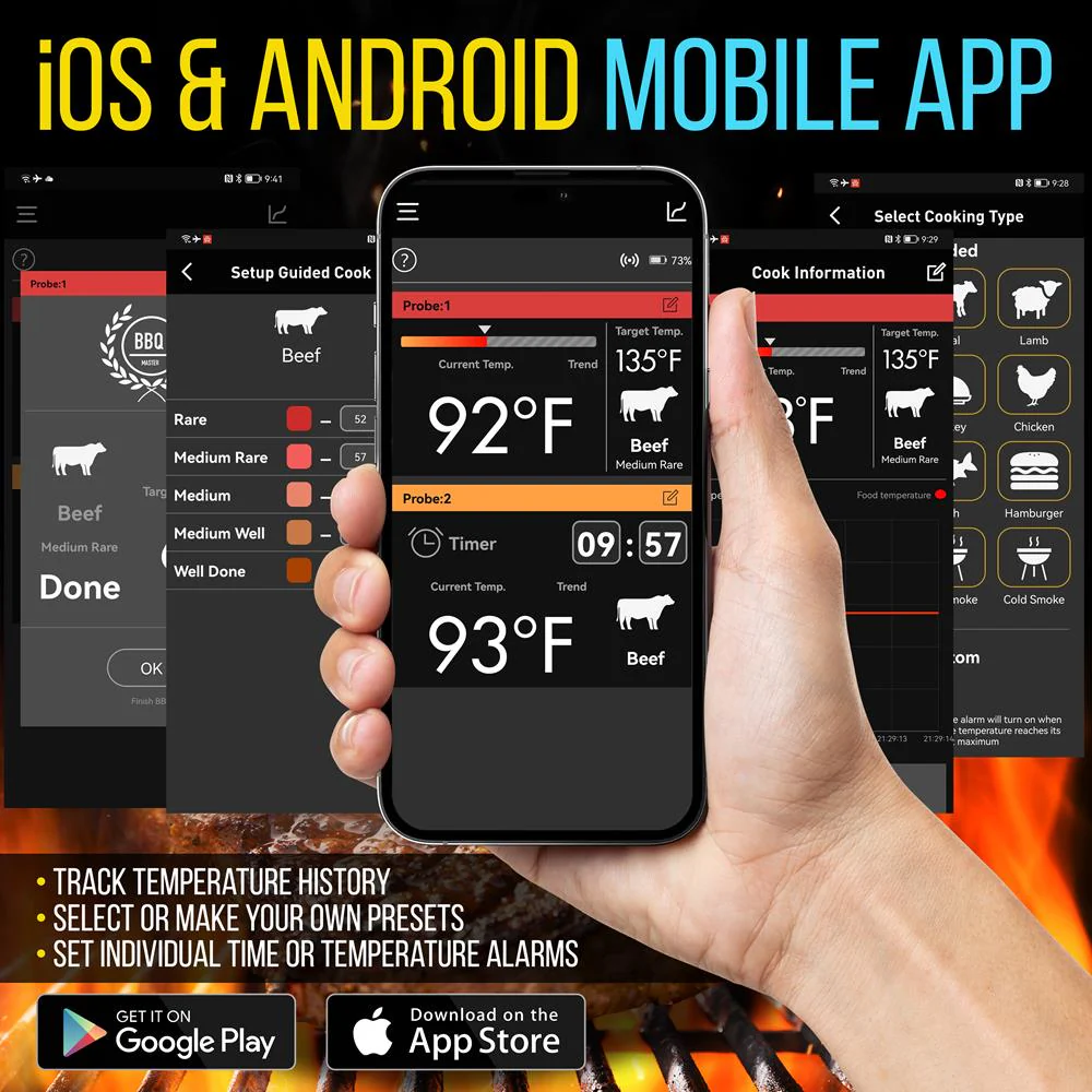 WiFi Grill Thermometer, Dual Probes, Smartphone Alerts, Stainless Steel - Image 6