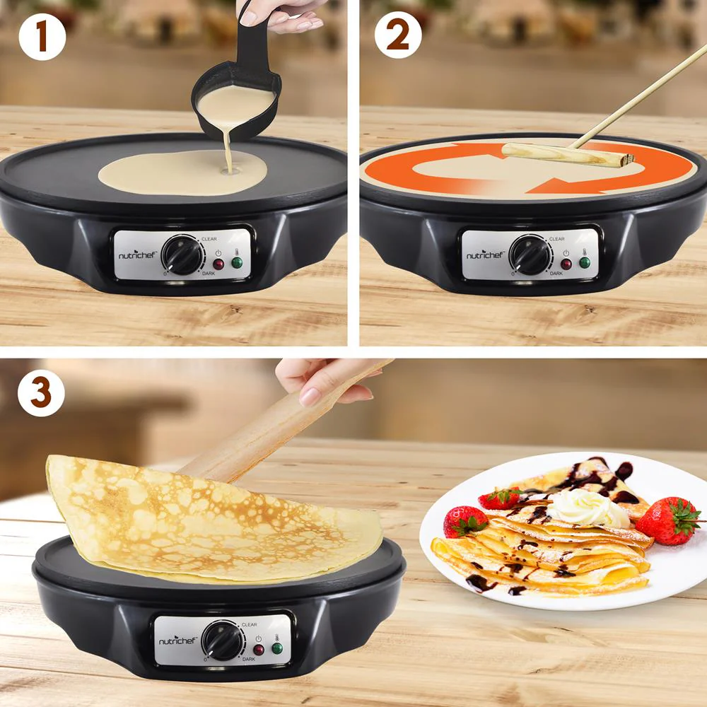 Crepe Maker with Non-Stick 12” Plate for Easy Cleanup and Even Heating - Image 4