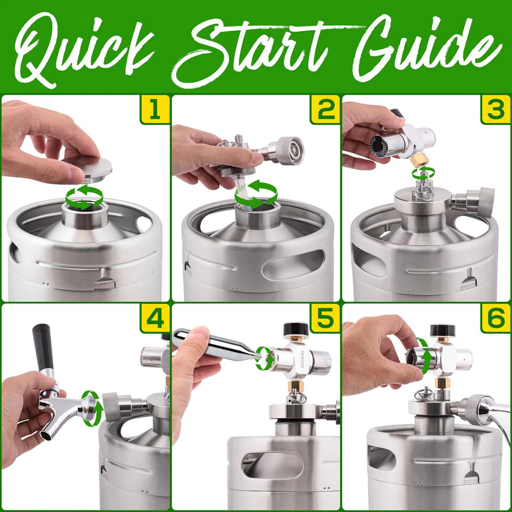 Homebrew Double Wall Mini Keg Beer Dispenser - 64 Oz. Double Wall Mini Keg With Cap Spear, Metal Tap Co2 Aluminum Regulator System - Image 5