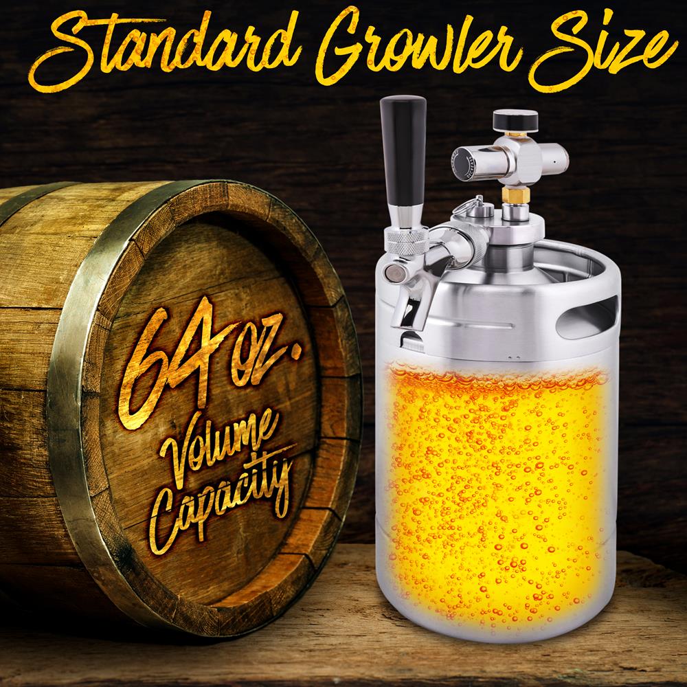 Homebrew Double Wall Mini Keg Beer Dispenser - 64 Oz. Double Wall Mini Keg With Cap Spear, Metal Tap Co2 Aluminum Regulator System - Image 8