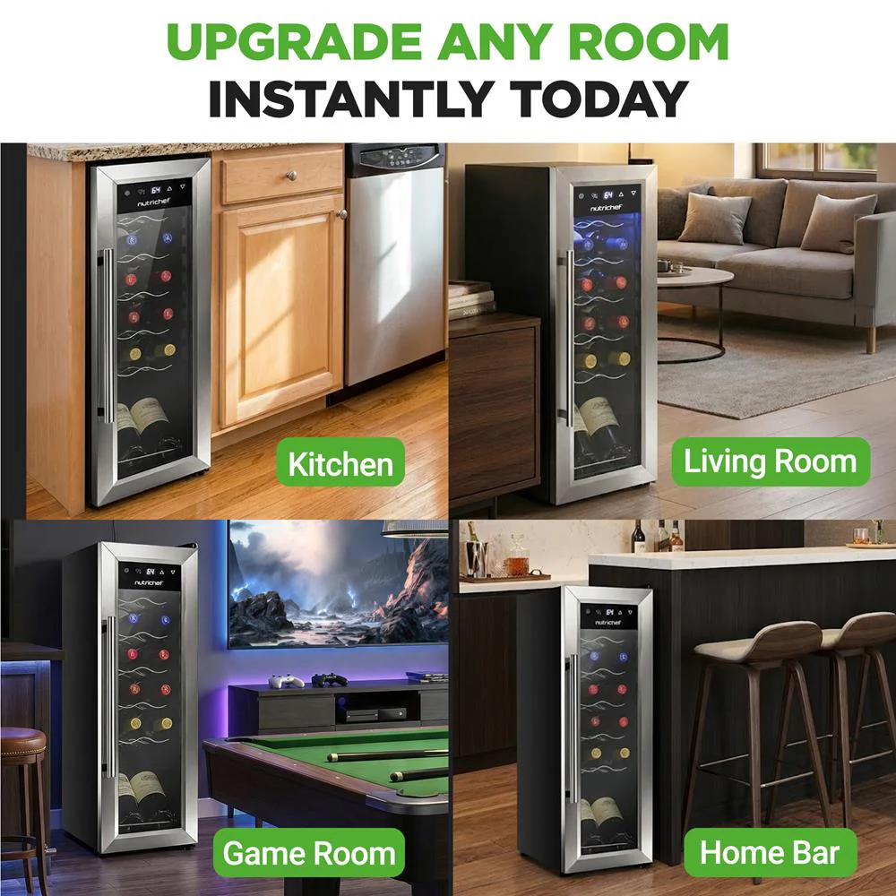 12 Bottle Wine Cooler, Compact Fridge, Digital Control, Stainless Steel - Image 7