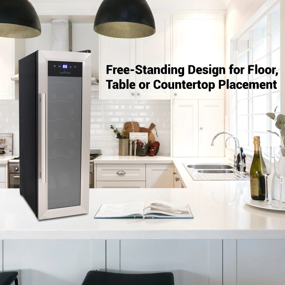12 Bottle Wine Cooler, Compact Fridge, Digital Control, Stainless Steel - Image 8