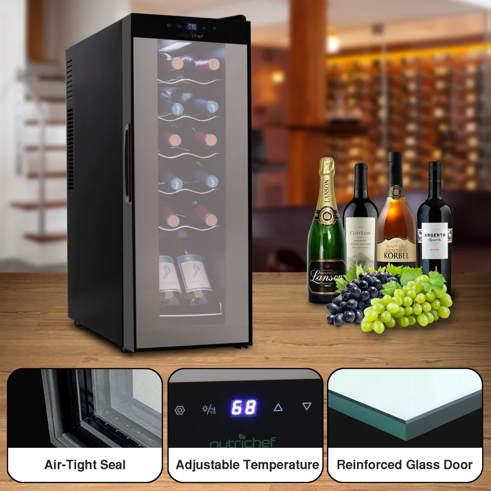 Home Wine Cooler Fridge - Smart Wine Cooler Chilling Refrigerator With Digital Touchscreen Control, Adjustable Temp (12 Bottle Storage Capacity) - Image 3