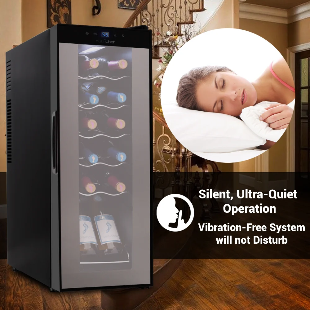 Home Wine Cooler Fridge - Smart Wine Cooler Chilling Refrigerator With Digital Touchscreen Control, Adjustable Temp (12 Bottle Storage Capacity) - Image 5