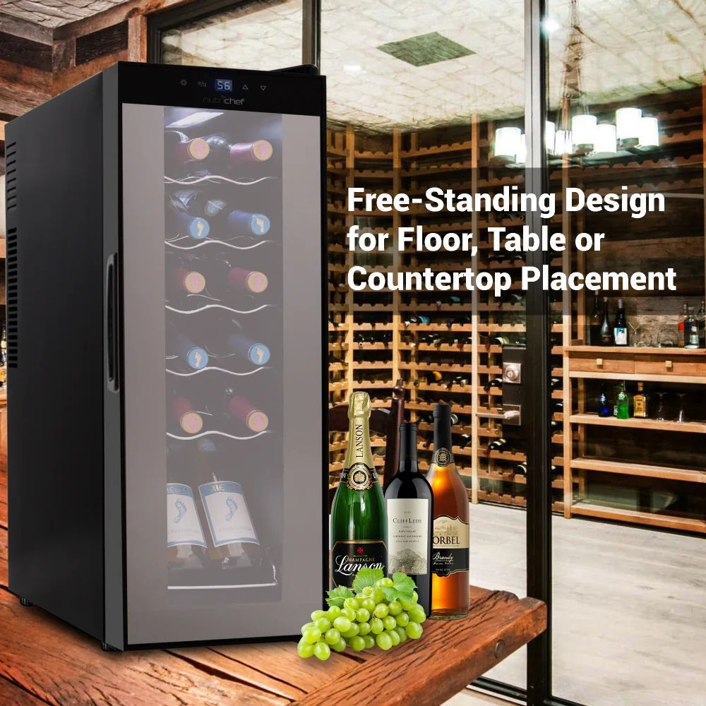Home Wine Cooler Fridge - Smart Wine Cooler Chilling Refrigerator With Digital Touchscreen Control, Adjustable Temp (12 Bottle Storage Capacity) - Image 6