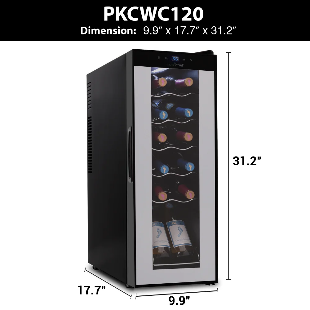 Home Wine Cooler Fridge - Smart Wine Cooler Chilling Refrigerator With Digital Touchscreen Control, Adjustable Temp (12 Bottle Storage Capacity) - Image 7