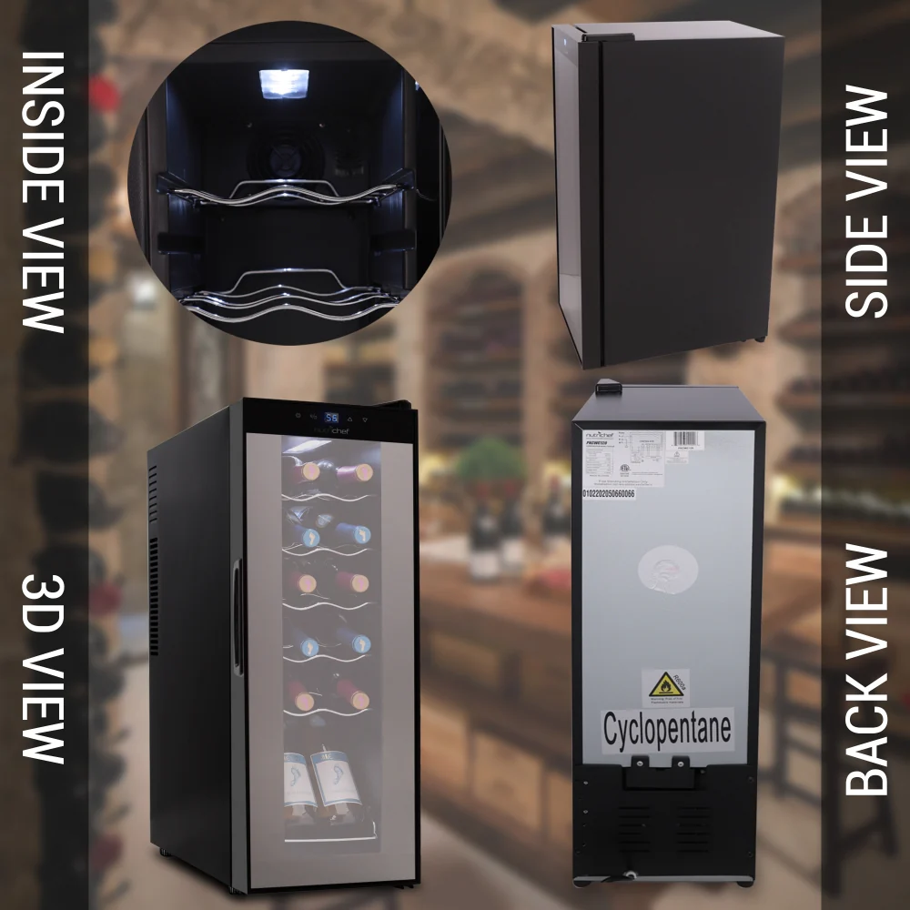 Home Wine Cooler Fridge - Smart Wine Cooler Chilling Refrigerator With Digital Touchscreen Control, Adjustable Temp (12 Bottle Storage Capacity) - Image 8