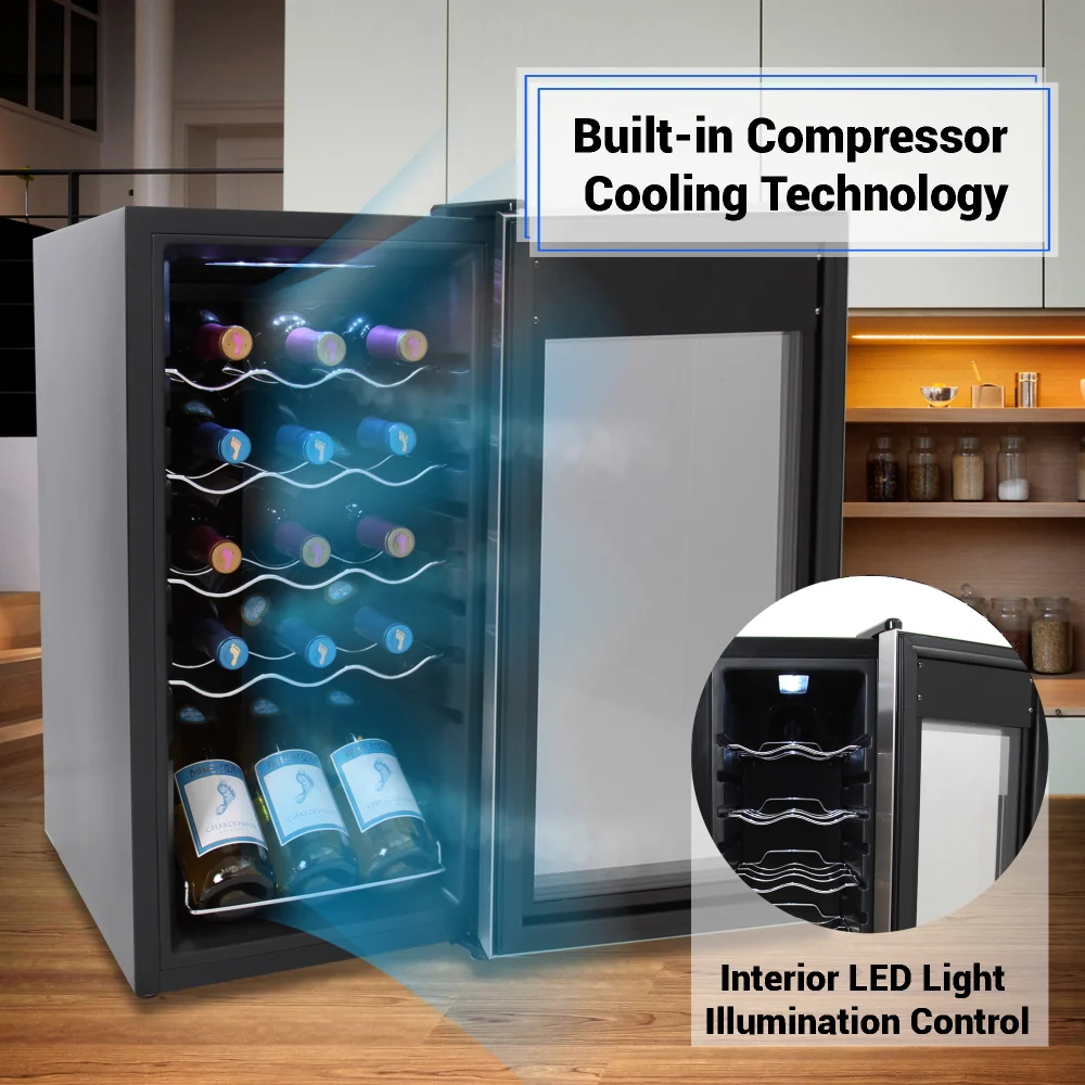Wine Chilling Refrigerator Cellar - Digital Touch Button Control With Air Tight Seal, Contains Placement For Standing Bottles (15 Bottle Storage Capacity) - Image 3