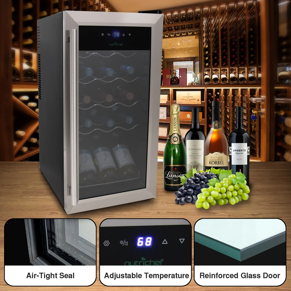 Wine Chilling Refrigerator Cellar - Digital Touch Button Control With Air Tight Seal, Contains Placement For Standing Bottles (15 Bottle Storage Capacity) - Image 4