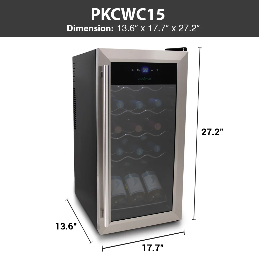 Wine Chilling Refrigerator Cellar - Digital Touch Button Control With Air Tight Seal, Contains Placement For Standing Bottles (15 Bottle Storage Capacity) - Image 8