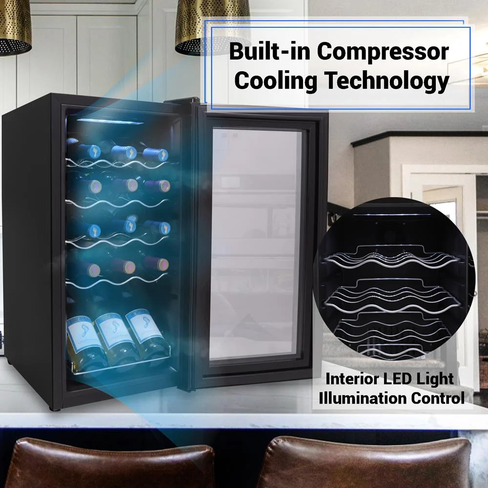 Compressor Wine Fridge 15-Bottle Capacity Digital Touch Glass Door White - Image 3