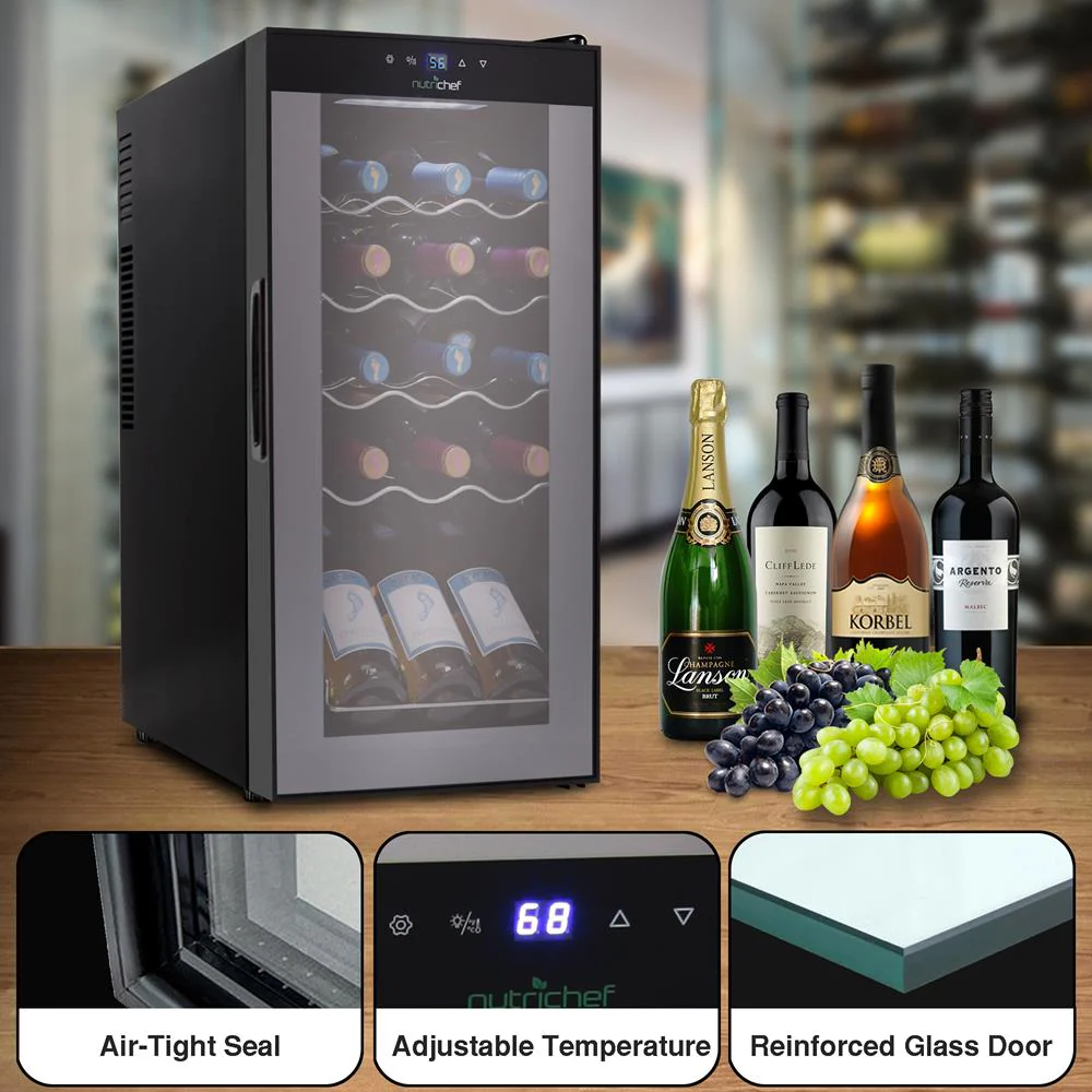 Compressor Wine Fridge 15-Bottle Capacity Digital Touch Glass Door White - Image 4