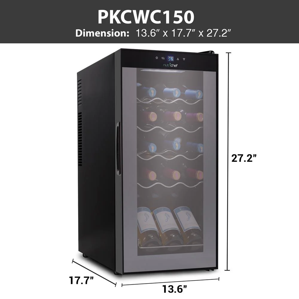 Compressor Wine Fridge 15-Bottle Capacity Digital Touch Glass Door White - Image 8