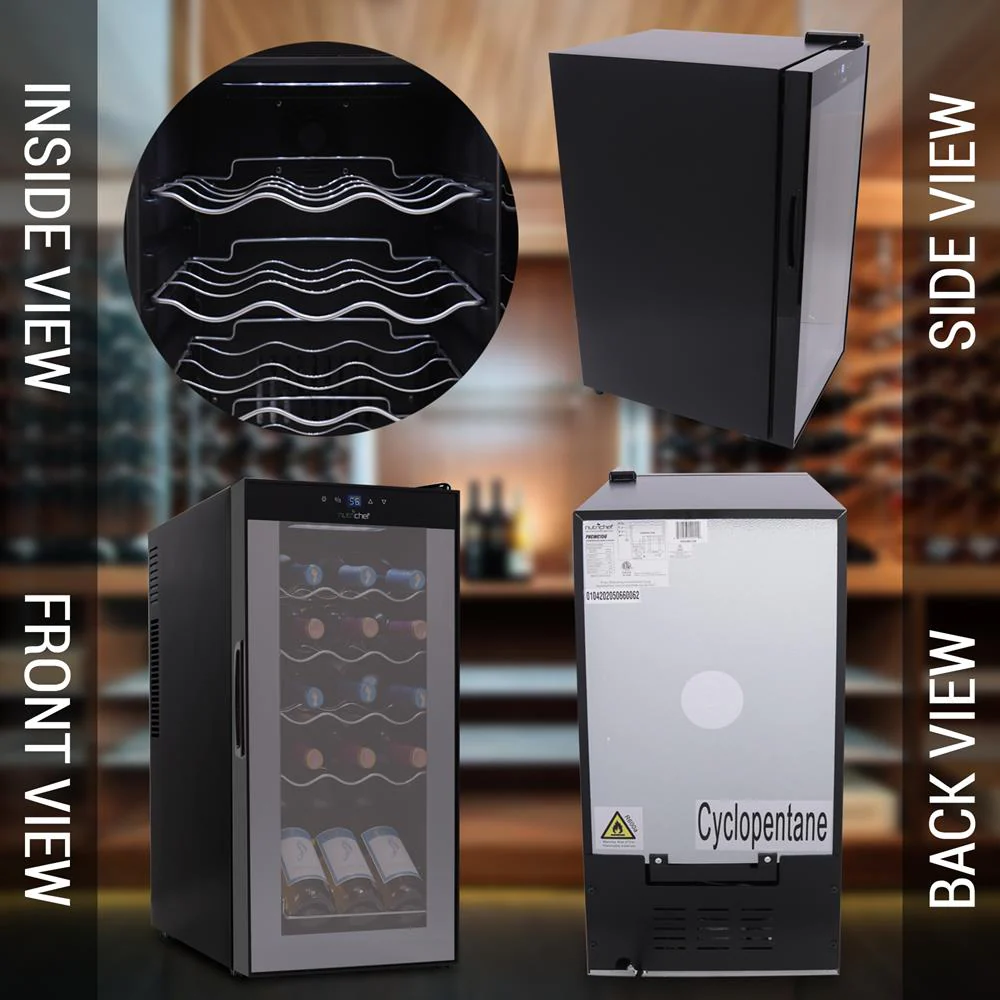 Compressor Wine Fridge 15-Bottle Capacity Digital Touch Glass Door White - Image 9