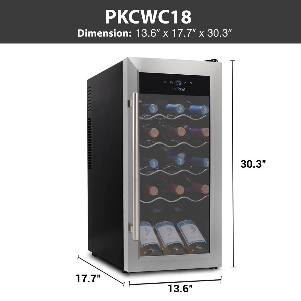 18 Bottle Wine Fridge Quiet Cooling Stainless Steel Door - Image 8