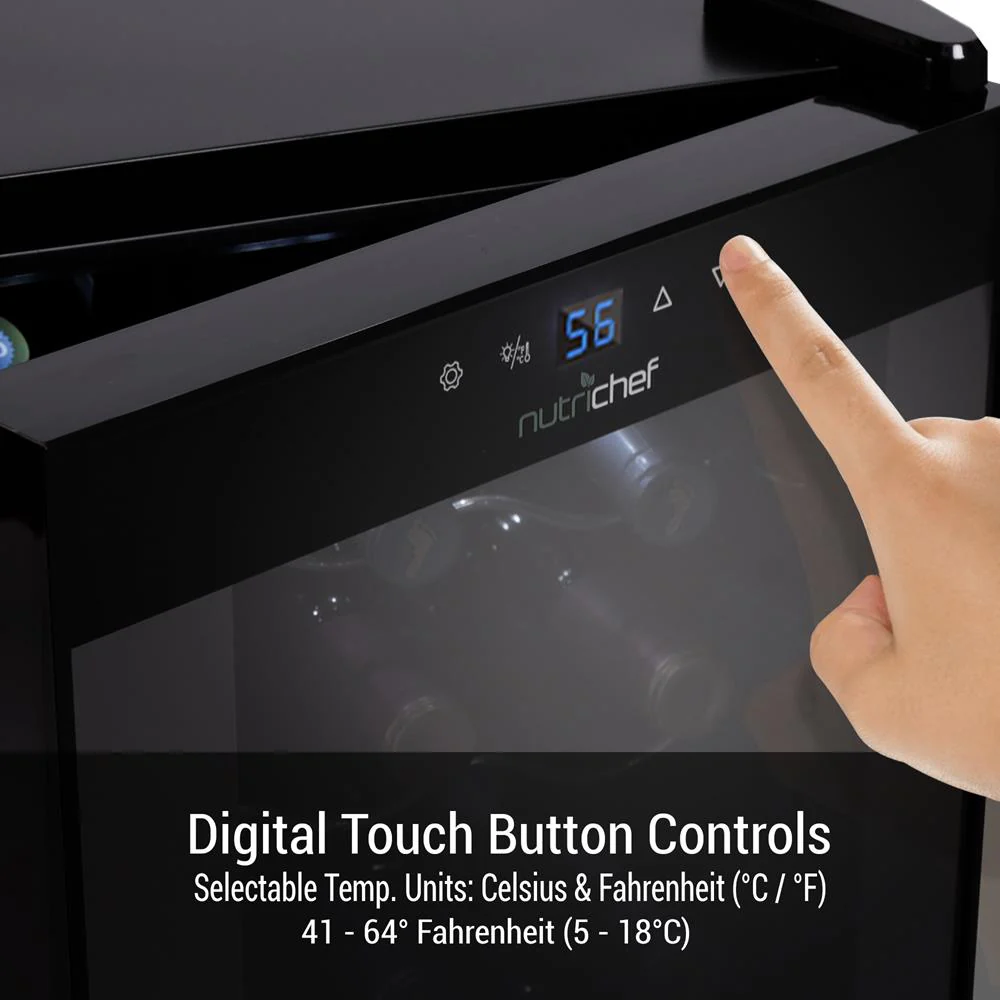 Wine Chilling Refrigerator Cellar - Digital Touch Button Control With Air Tight Seal, Contains Placement For Standing Bottles (18 Bottle Storage Capacity) - Image 2
