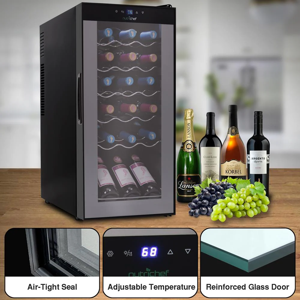 Wine Chilling Refrigerator Cellar - Digital Touch Button Control With Air Tight Seal, Contains Placement For Standing Bottles (18 Bottle Storage Capacity) - Image 4