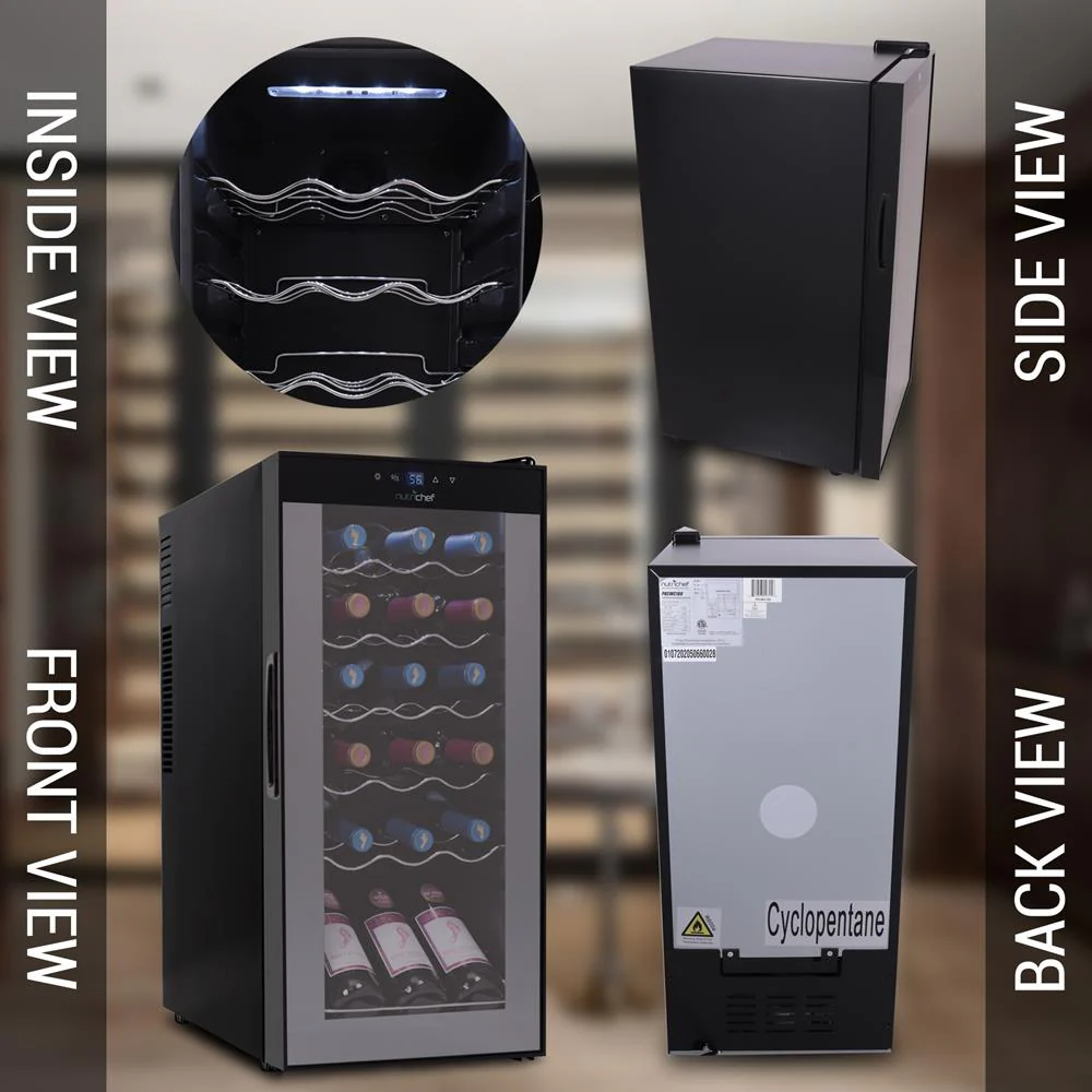 Wine Chilling Refrigerator Cellar - Digital Touch Button Control With Air Tight Seal, Contains Placement For Standing Bottles (18 Bottle Storage Capacity) - Image 9