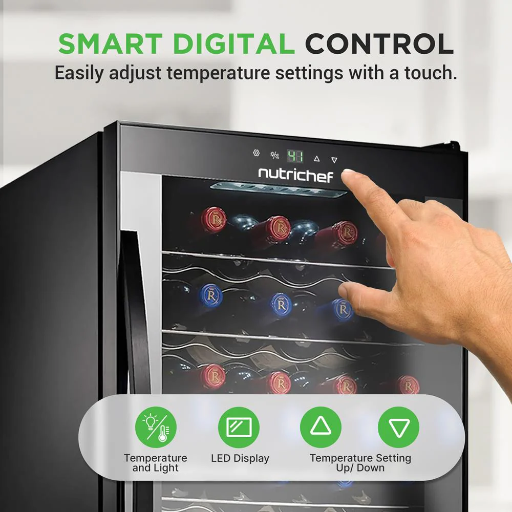 28 Bottle Wine Fridge Quiet Cooling Digital Control Glass Door - Image 3