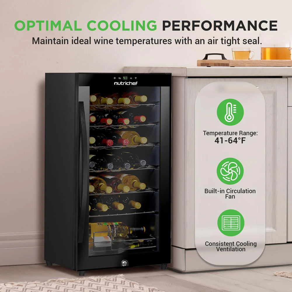 28 Bottle Wine Fridge Quiet Cooling Digital Control Glass Door - Image 4