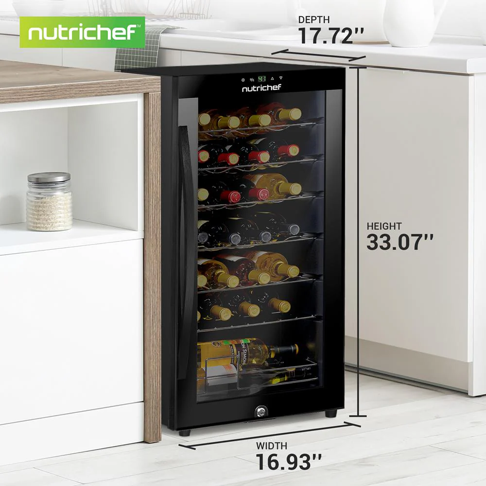 28 Bottle Wine Fridge Quiet Cooling Digital Control Glass Door - Image 7
