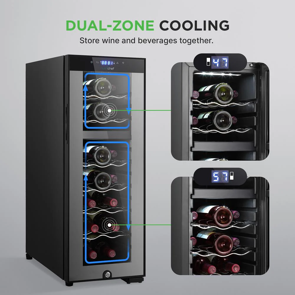 18 Bottle Wine Fridge, Dual Zone, Adjustable Temp, Quiet Operation - Image 3