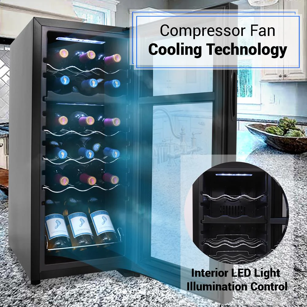 Wine Chilling Refrigerator Cellar - Dual-Zone Wine Cooler/Chiller, Digital Touch Button Control With Air Tight Seal, Contains Placement For Standing Bottles (18 Bottle Storage Capacity) - Image 3