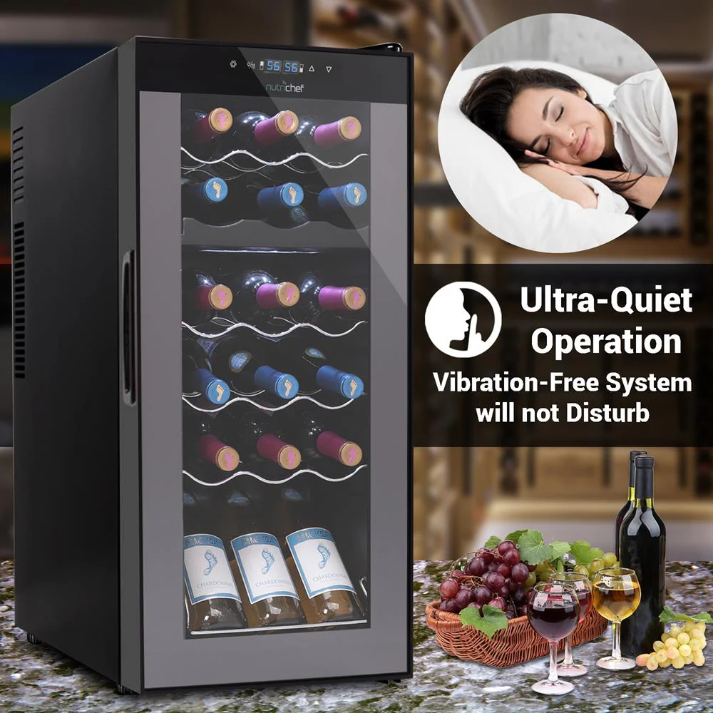Wine Chilling Refrigerator Cellar - Dual-Zone Wine Cooler/Chiller, Digital Touch Button Control With Air Tight Seal, Contains Placement For Standing Bottles (18 Bottle Storage Capacity) - Image 6