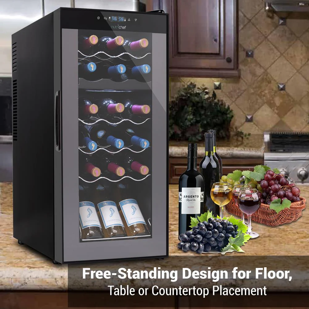 Wine Chilling Refrigerator Cellar - Dual-Zone Wine Cooler/Chiller, Digital Touch Button Control With Air Tight Seal, Contains Placement For Standing Bottles (18 Bottle Storage Capacity) - Image 7