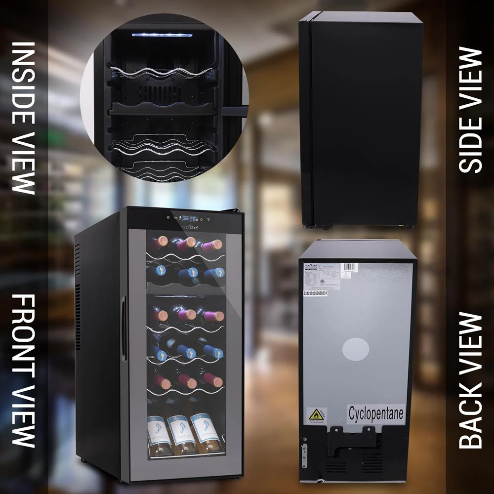 Wine Chilling Refrigerator Cellar - Dual-Zone Wine Cooler/Chiller, Digital Touch Button Control With Air Tight Seal, Contains Placement For Standing Bottles (18 Bottle Storage Capacity) - Image 9